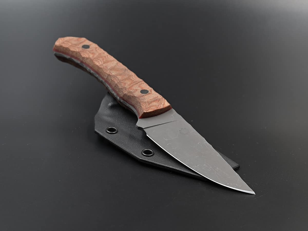 Fulltang Camping knife with micarte handle and droppoint blade